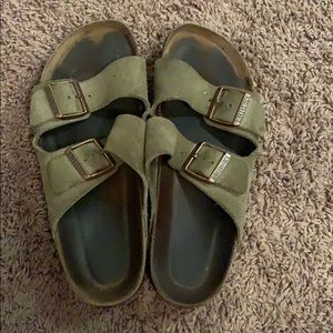 taupe suede birkenstock’s